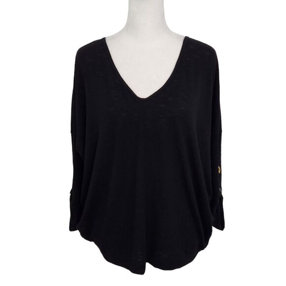 Ellen Tracy Black Knit Top Size Small Oversized Black Blouse - Picture 1 of 6